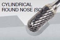 Walter 01V006 Tungsten Carbide Cylindrical Round Nose Burr, 1/4