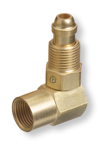 Inert Arc Hose & Torch Adaptor, Brass, Elbow - 90°, Male/Female, RH to RH