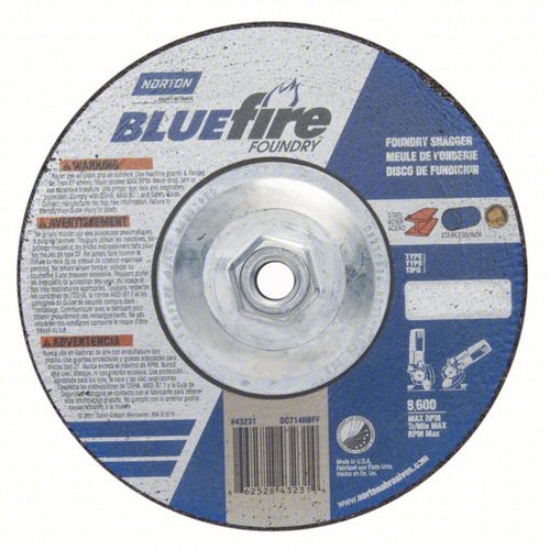 Norton® BlueFire® 66252843211 Depressed Center Wheel, 4-1/2 in Dia x 1/8 in THK, 24 Grit, Zirconia Alumina Abrasive