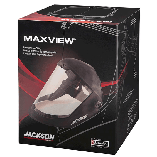 Maxview™ Series Face Shield - Ratcheting - Chin and Side Guard - Polycarbonate - Clear - Uncoated14200@weldshopsupply