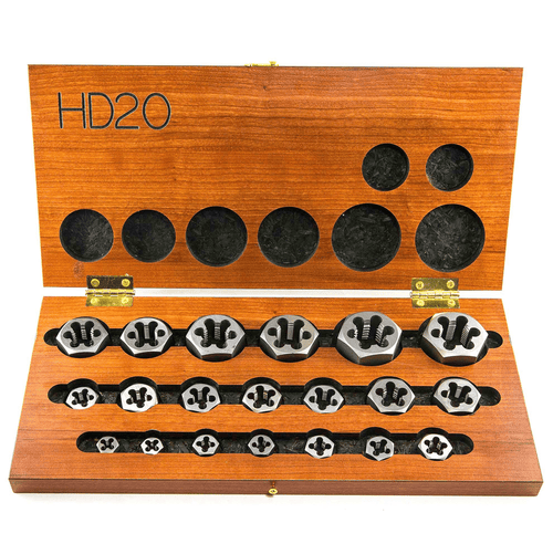 20PC HEX THREADING DIE SET NC & NF HSS3300E20@weldshopsupply