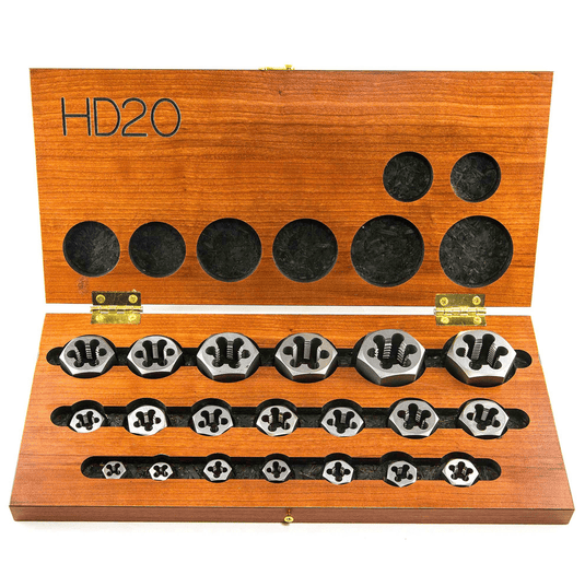 20PC HEX THREADING DIE SET NC & NF HSS3300E20@weldshopsupply
