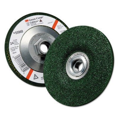 3M Green Corps Depressed Center Wheel, 4 1/2 in Dia, 1/8