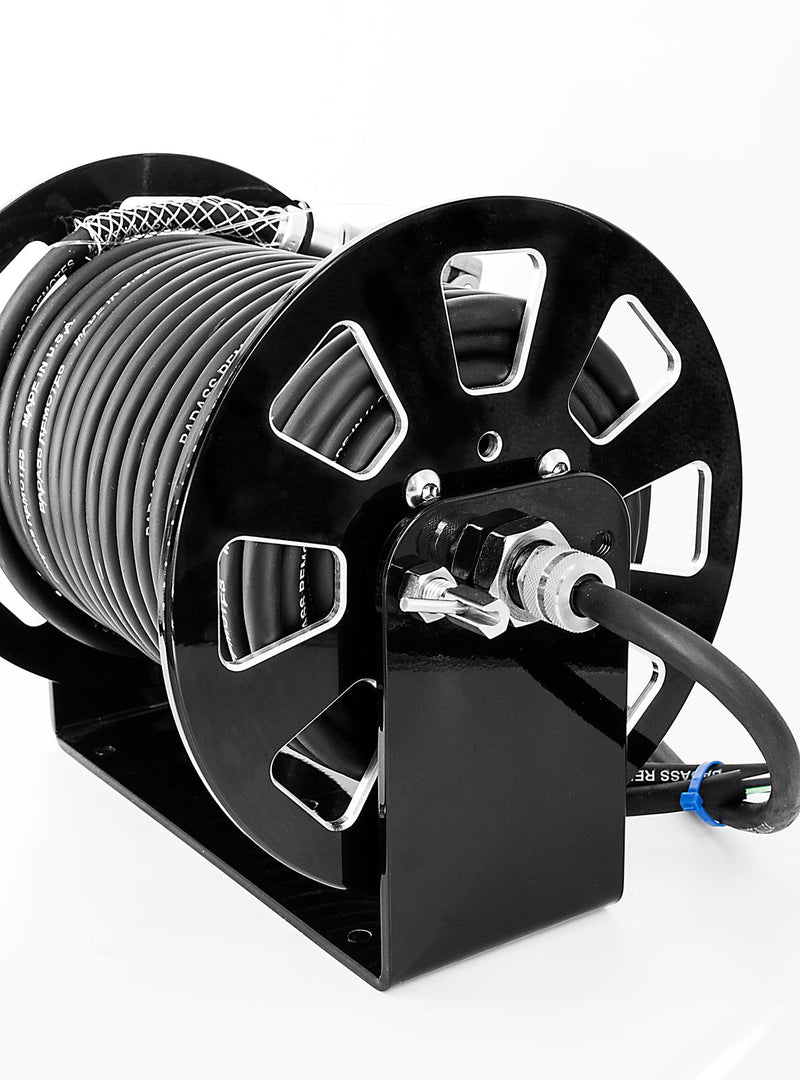 Load image into Gallery viewer, BadAssReels 8 Slot Black Extension Cord Reel
