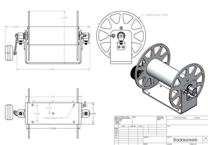 Load image into Gallery viewer, BadAssReels Cyclone Hose Reel Dimensions
