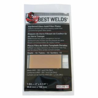 Hardened Glass Gold Filter Plate, Gold/10, 2 in x 4-1/4 in