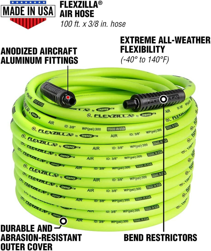 Load image into Gallery viewer, Flexzilla® Air Hose, 3/8&quot; x 100&#39;, 1/4&quot; MNPT Fittings
