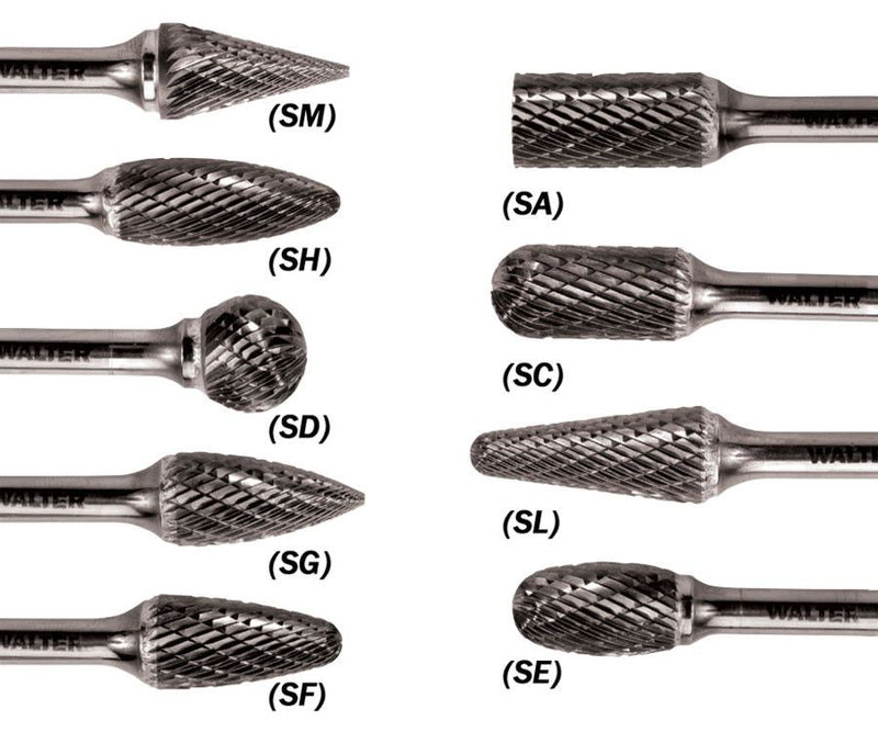 Load image into Gallery viewer, Walter 01V615 Tungsten Carbide Tree Burr, 1/4&quot; Shank Dia. x 6&quot; Shank Length, 1/2&quot; Dia. x 1&quot; Length, SF-5 (1 Burr)
