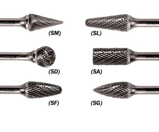 Walter 01V025 Tungsten Carbide Conical Burr, 1/8