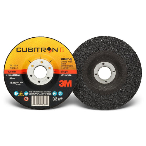 7100095557 3M™ Cubitron™ II Wheel, Depressed Center, Right Angle, 5 Inch Dia