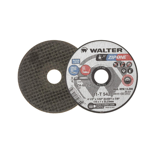 Walter Zip One Wheel 4.5 in. x 7/8 in. Arbor x 3/64 in. GR 36/60, Cut-Off Wheel (11T542)