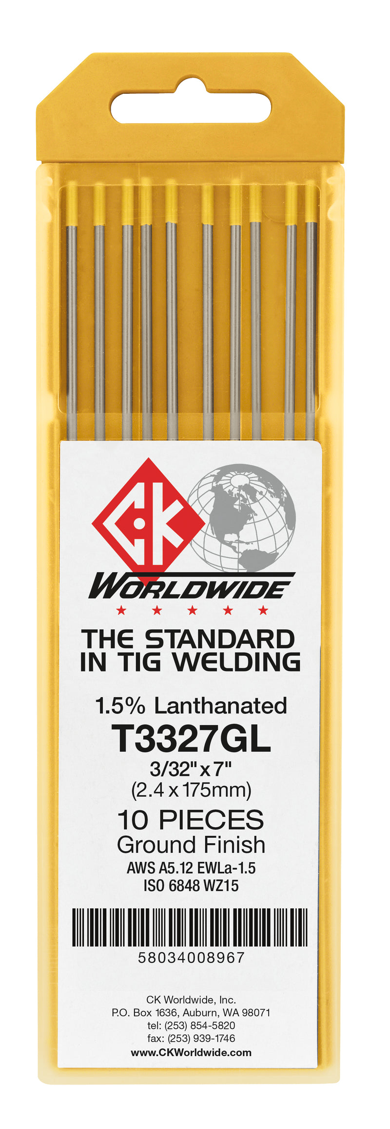 Load image into Gallery viewer, CK Worldwide T3327GL 3/32" 1.5% Lanthanated Tungsten Electrode
