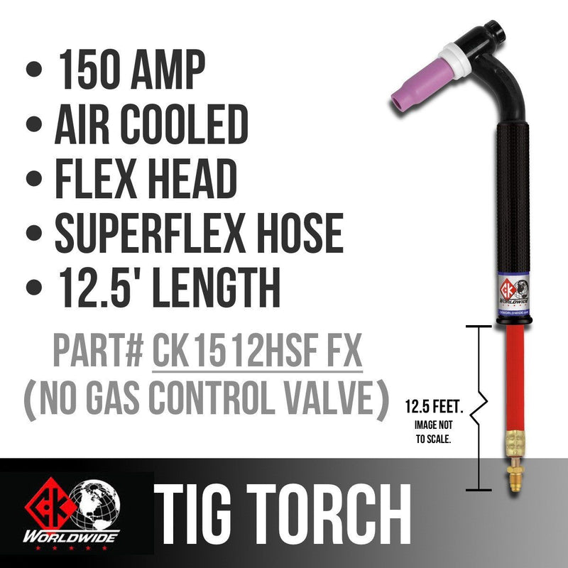 Load image into Gallery viewer, CK Worldwide TIG Torch #17 - 3 Series Flex Head (Gas Cooled) (CK1512HSF FX) w/ 12.5&#39; Super Flex Hose
