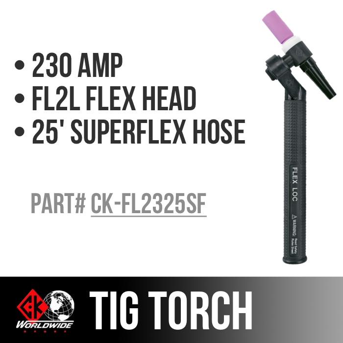 Load image into Gallery viewer, CK Worldwide | TIG Torch FL230 - Water Cooled 2 Series (CK-FL2325SF) W/ 25ft. Super Flex Cable
