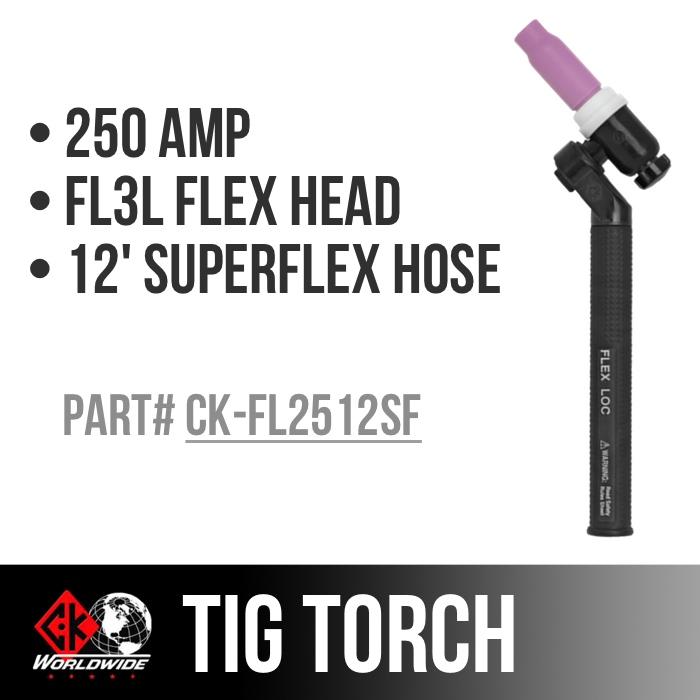 Load image into Gallery viewer, CK Worldwide | TIG Torch FL250 - Water Cooled 3 Series (CK-FL252512) w/ 12.5&#39; Super Flex Cable
