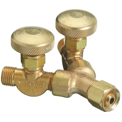 Valved "Y" Connections, 200 PSIG, Brass, Female/Male, RH, 9/16 in - 18