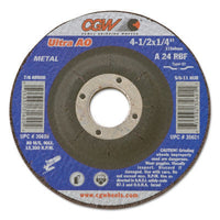 Thumbnail for CGW  Depressed Center Wheel, 4 1/2 in Dia, 1/4 in Thick, 5/8 Arbor Grinding Wheel