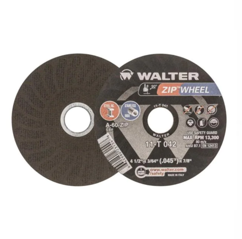 Walter Zip Wheel 4.5 in. x 7/8 in. Arbor x 3/64 in. GR 36/60, Cut-Off Wheel
